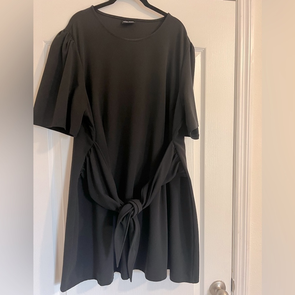 Black City Chic Tie Front Dress - LBD